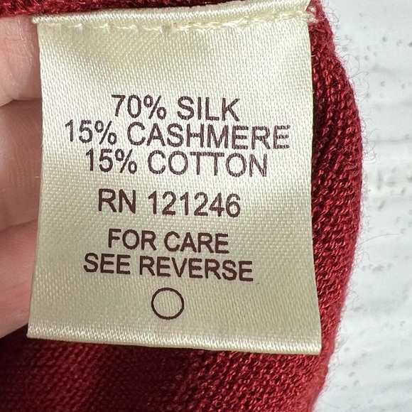 SALTAIRE Men's 1/4 zip Pullover Sweater Deep Maroon Silk/Cashmere Medium - Picture 8 of 8